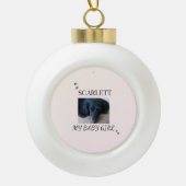 Blush Pet Photo with Festive Paw Prints Keramische Bal Ornament (Voorkant)