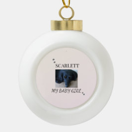 Blush Pet Photo with Festive Paw Prints Keramische Bal Ornament
