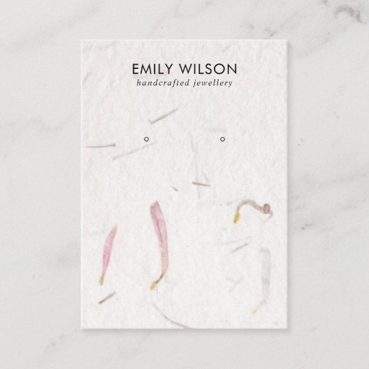 BLUSH PETA HANDGEMAAKTE PAPIEREN STUD OORBEL DISPL VISITEKAARTJE (Voorkant)