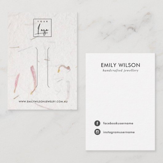 BLUSH PETAL HANDGEMAAKT PAPIER HAARCLIP DISPLAY KA VISITEKAARTJE (Voorkant / Achterkant)