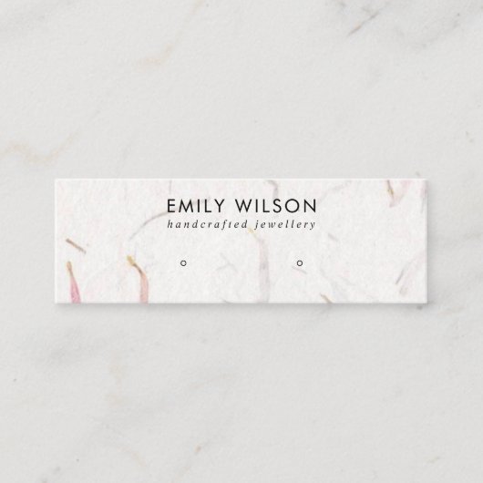 BLUSH PETAL HANDGEMAAKTE PAPIEREN STUD OORBEL DISP MINI VISITEKAARTJE (Voorkant)