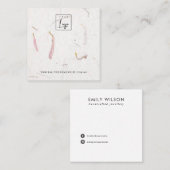 BLUSH PETAL HANDGEMAAKTE PAPIEREN STUD OORBEL DISP VIERKANTE VISITEKAARTJE (Voorkant / Achterkant)