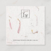 BLUSH PETAL HANDGEMAAKTE PAPIEREN STUD OORBEL DISP VIERKANTE VISITEKAARTJE (Voorkant)