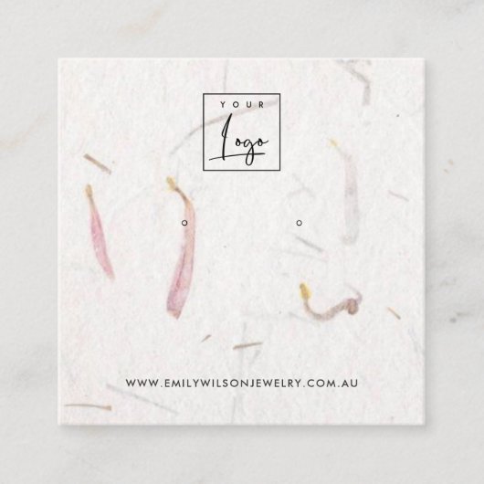 BLUSH PETAL HANDGEMAAKTE PAPIEREN STUD OORBEL DISP VIERKANTE VISITEKAARTJE (Voorkant)