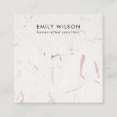 BLUSH PETAL HANDGEMAAKTE PAPIEREN STUD OORBEL DISP VIERKANTE VISITEKAARTJE (Voorkant)