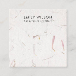 BLUSH PETAL HANDGEMAAKTE PAPIEREN STUD OORBEL DISP VIERKANTE VISITEKAARTJE