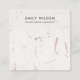 BLUSH PETAL HANDGEMAAKTE PAPIEREN STUD OORBEL DISP VIERKANTE VISITEKAARTJE