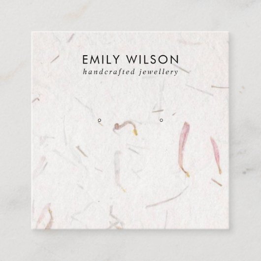 BLUSH PETAL HANDGEMAAKTE PAPIEREN STUD OORBEL DISP VIERKANTE VISITEKAARTJE (Voorkant)