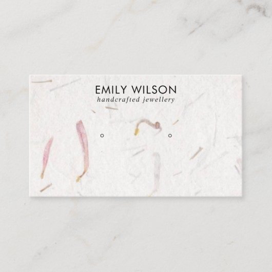 BLUSH PETAL HANDGEMAAKTE PAPIEREN STUD OORBEL DISP VISITEKAARTJE (Voorkant)