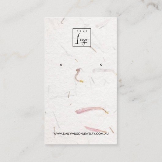 BLUSH PETAL HANDGEMAAKTE PAPIEREN STUD OORBEL DISP VISITEKAARTJE (Voorkant)