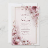 Blush Petal Romantische Bloemen Huwelijk Kaart (Voorkant)