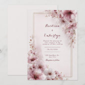 Blush Petal Romantische Bloemen Huwelijk Kaart (Voorkant / Achterkant)