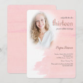 Blush Photo Birthday Party-uitnodigingen Kaart (Voorkant / Achterkant)