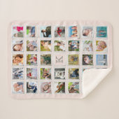 Blush Photo Collage Monogram Grijs Lijst 34 Foto's Sherpa Deken (Voorkant (horizontaal))