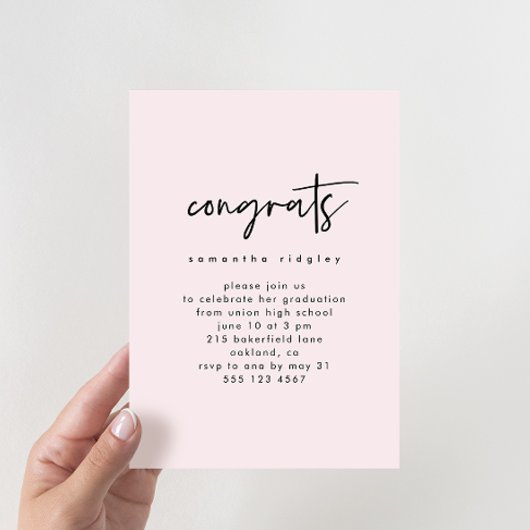 Blush Photo Graduation Party met Typografie Kaart