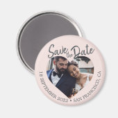 Blush Photo Modern Script Save the Date Magneet (Voorkant / Achterkant)
