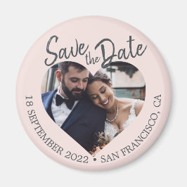 Blush Photo Modern Script Save the Date Magneet