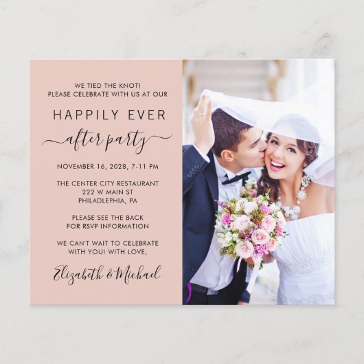 Blush Photo QR Code Weddenschappen Reception Invit (Voorkant)