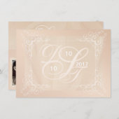 Blush Photo Save the Date met Monogram Kaart (Voorkant / Achterkant)