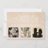 Blush Photo Save the Date met Monogram Kaart (Achterkant)