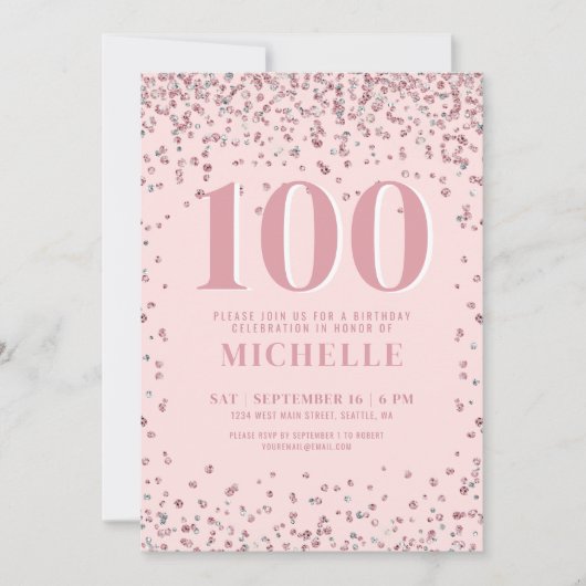 Blush Pink 100ste verjaardag Kaart (Voorkant)