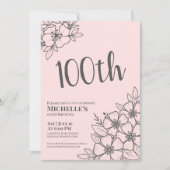 Blush Pink 100ste verjaardagsfeestje Kaart (Voorkant)