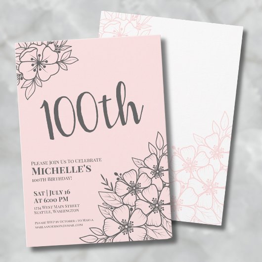 Blush Pink 100ste verjaardagsfeestje Kaart