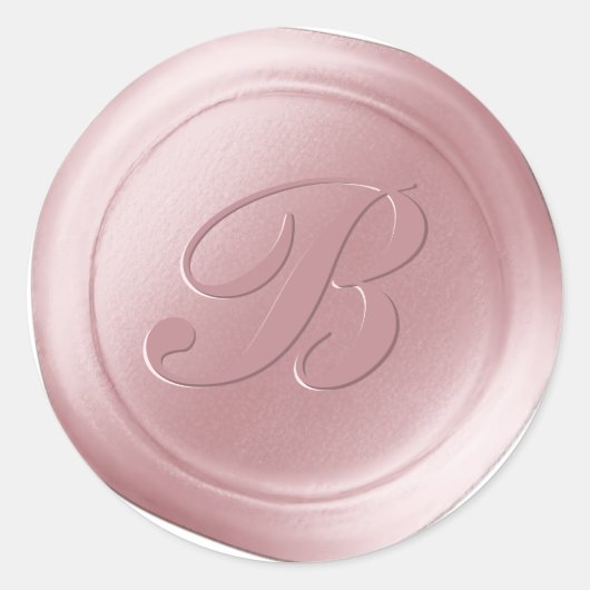Blush Pink 1 Letter Monogram Wax Seal Stickers (Voorkant)