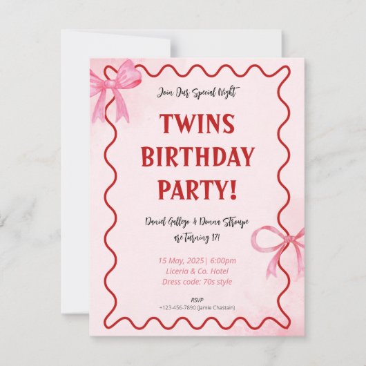 Blush Pink 1e verjaardag Uitnodigingen (Voorkant)