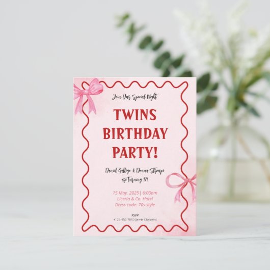 Blush Pink 1e verjaardag Uitnodigingen (Staand voorkant)