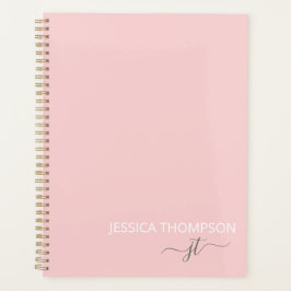 Blush Pink 2025 Eenvoudig script Girly Monogram Na Planner