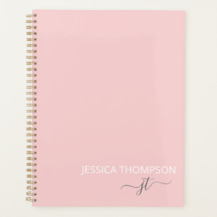 Blush Pink 2025 Eenvoudig script Girly Monogram Na Planner