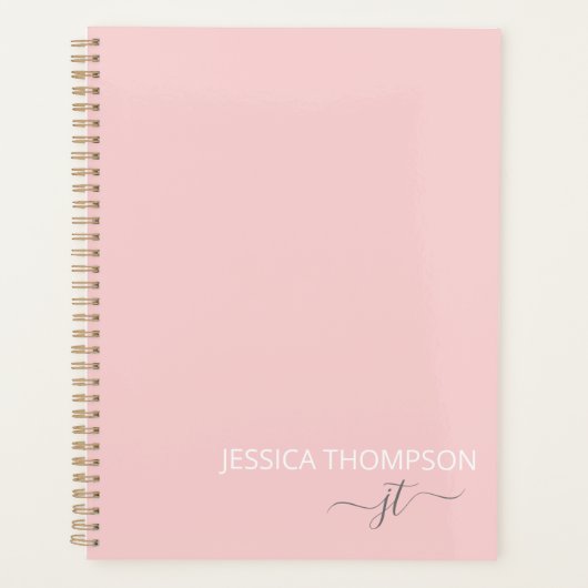 Blush Pink 2025 Eenvoudig script Girly Monogram Na Planner (Voorkant)