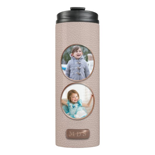 Blush Pink 2 fotocollage Elegant monogram Thermosbeker (Voorkant)