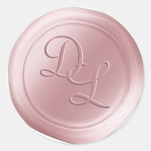 Blush Pink 2 Letter Monogram Wax Seal Stickers (Voorkant)
