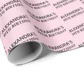 Blush Pink 30e verjaardag gepersonaliseerd Cadeaupapier (Rol Hoek)