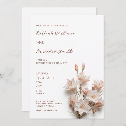 Blush Pink 3D Flowers | QR Code Kaart (Voorkant / Achterkant)