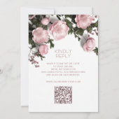 Blush Pink 3D Roses Cottagecore Wedding Kaart (Achterkant)