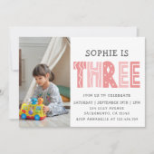 Blush Pink 3e verjaardag foto Kaart (Voorkant)