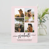 Blush Pink 4 Fotocollage Afstudeerder Aankondiging (Staand voorkant)