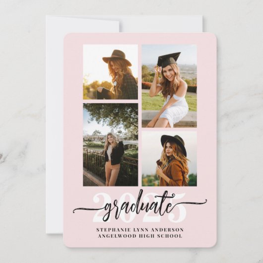 Blush Pink 4 Fotocollage Afstudeerder Aankondiging (Voorkant)