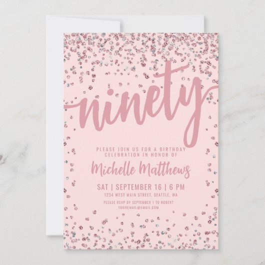 Blush Pink 90e verjaardag Kaart (Voorkant)