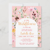 BLush Pink A Little Wildflower Girl Baby shower Kaart (Voorkant)