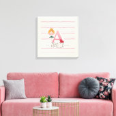 Blush Pink "A" Monogram Ballerina Art Canvas Afdruk (Insitu (Woonkamer))