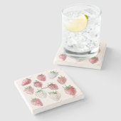 Blush Pink Aardbeien Stenen Onderzetter (Zijkant)