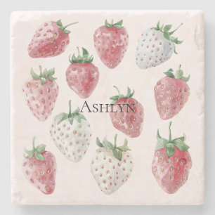 Blush Pink Aardbeien Stenen Onderzetter