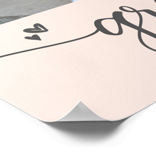 Blush Pink Afstuderen 4 Foto Grijs Script Hearts Poster (Hoek)