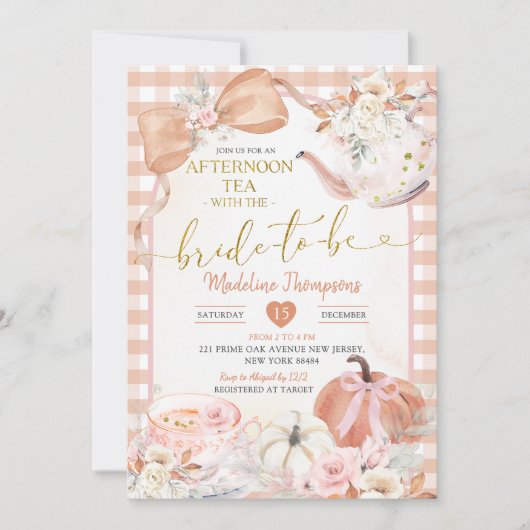 Blush Pink Afternoon Tea Party Bridal Shower Kaart (Voorkant)