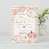 Blush Pink Afternoon Tea Party Bridal Shower Kaart (Staand voorkant)