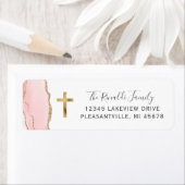 Blush Pink Agaat Gold Cross Retour Adres Label (Insitu)